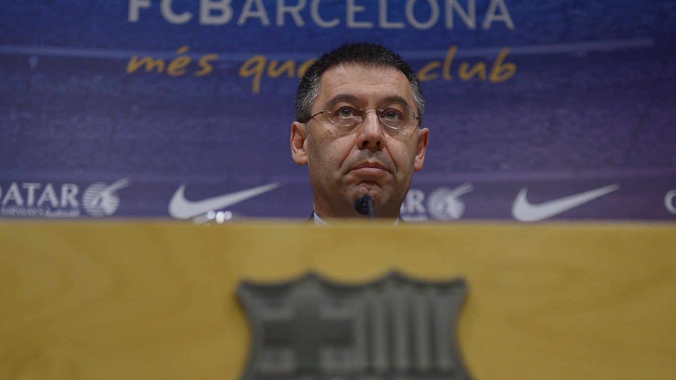 Prezident FC Barcelona Josep Maria Bartomeu na tlačovej konferencii v apríli 2014.