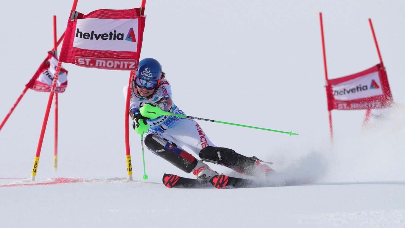 Petra Vlhová počas paralelného slalomu v St. Moritzi.