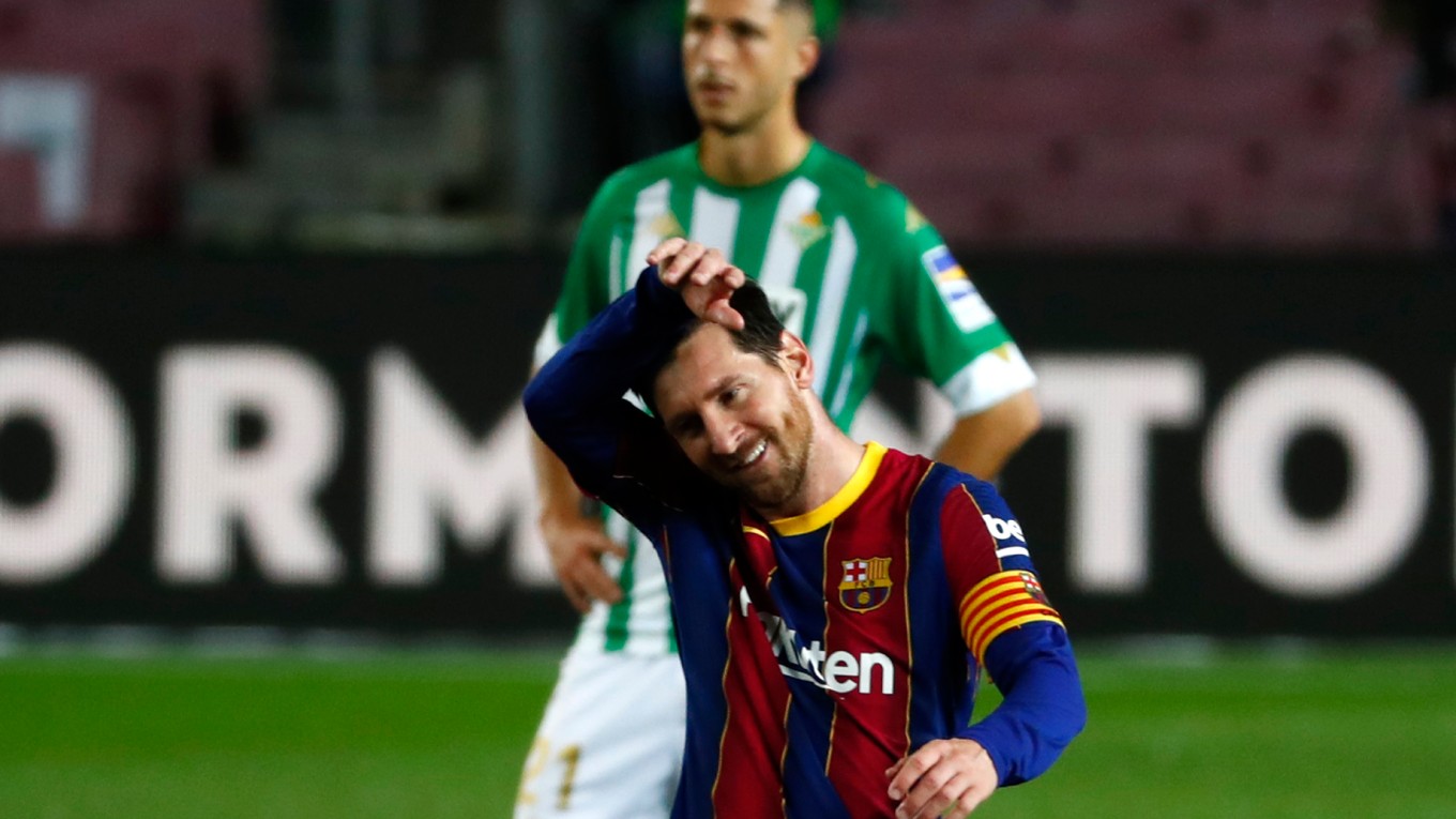 Lionel Messi v zápase proti Betis Sevilla.