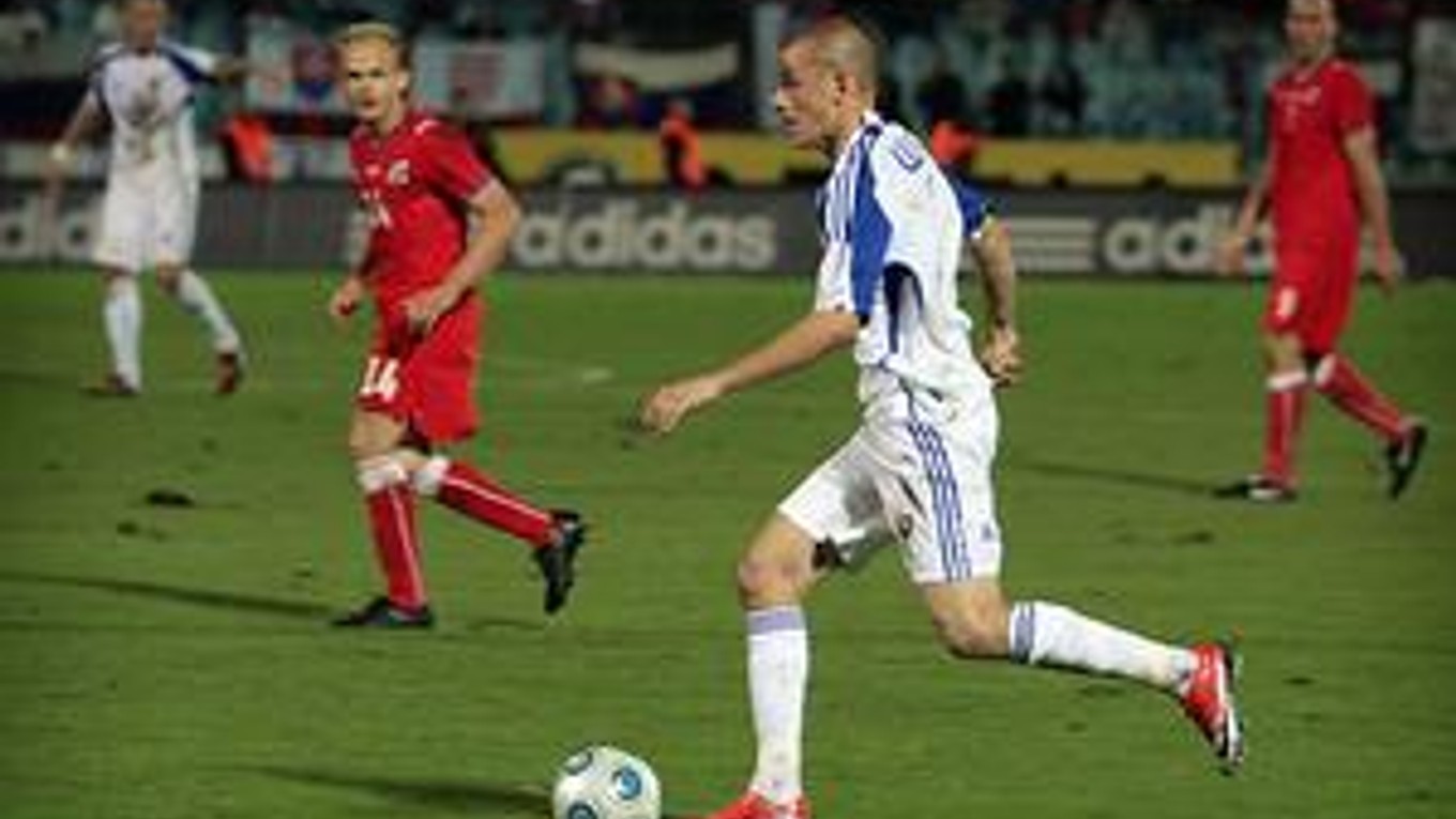 Vladimír Weiss mladší v kvalifikačnom zápase proti Česku.