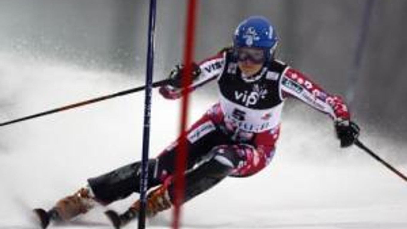 Veronika Zuzulová počas prvého kola slalomu v chorvátskom Záhrebe.