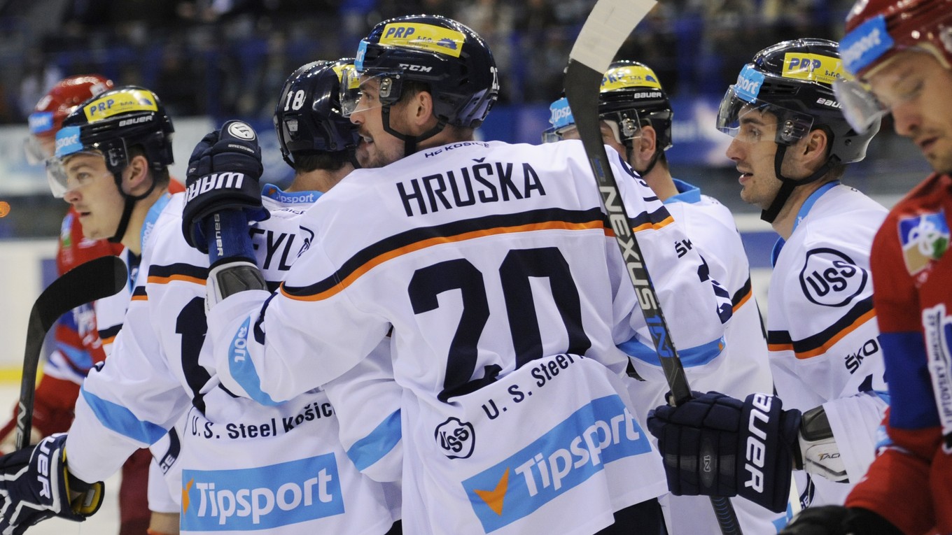 Radim Hruška sa raduje zo svojho gólu.
