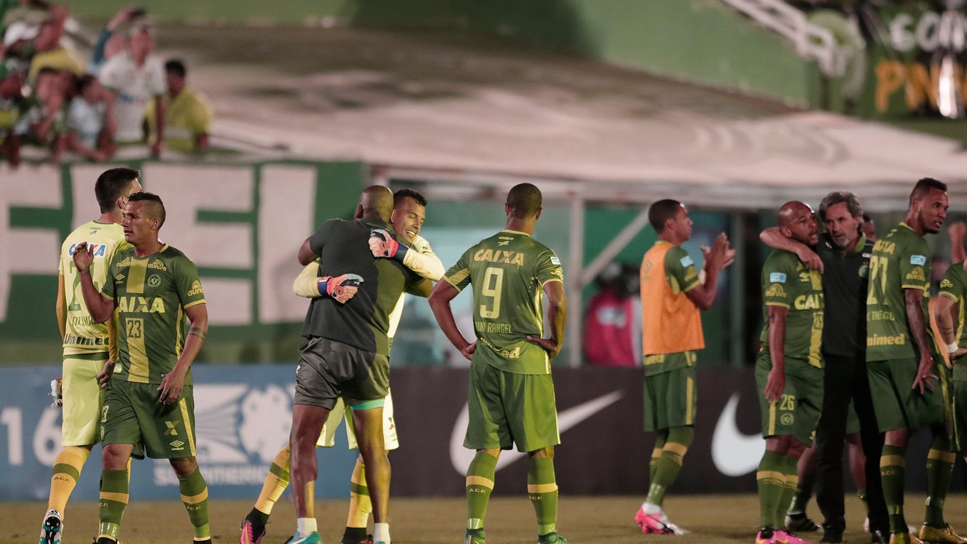 Hráči futbalového klubu Chapecoense po semifinále Copa Sudamericana.