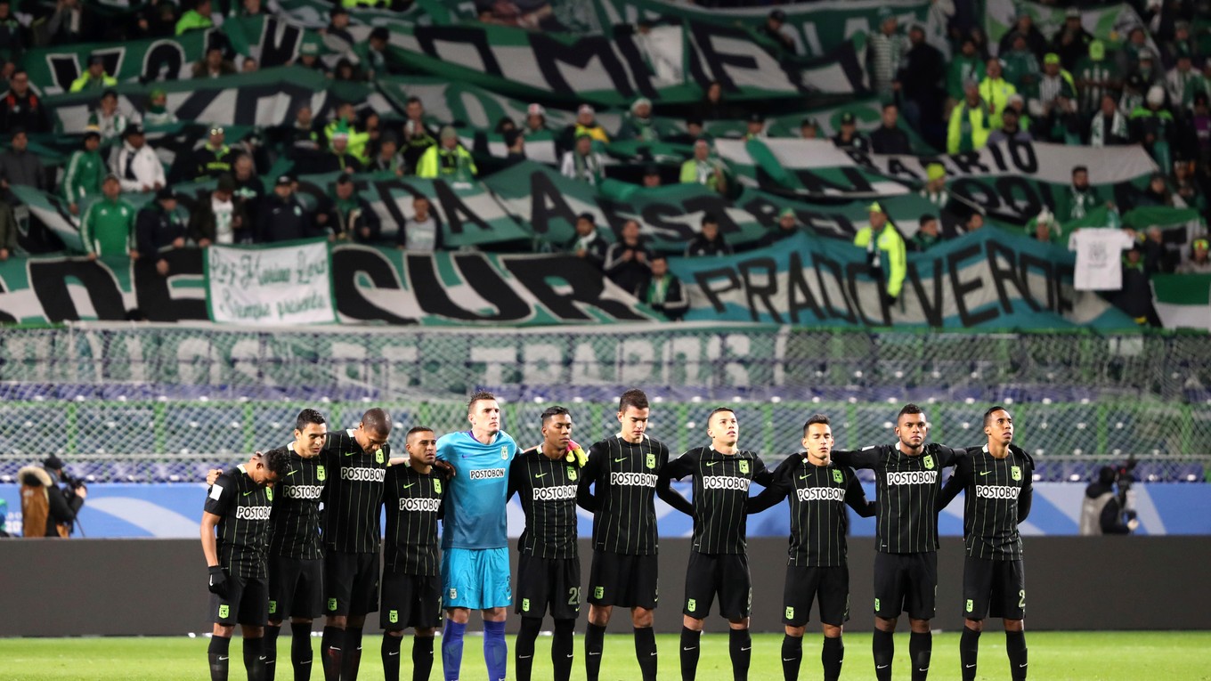 Futbalisti Atlética Nacional pred semifinálovým zápasom MS klubov.