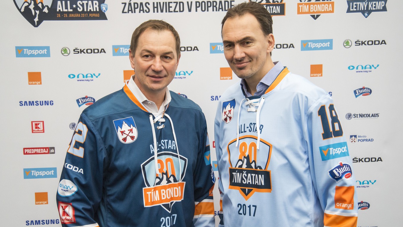 Manažérmi tímov budú Peter Bondra (vľavo) a Miroslav Šatan.