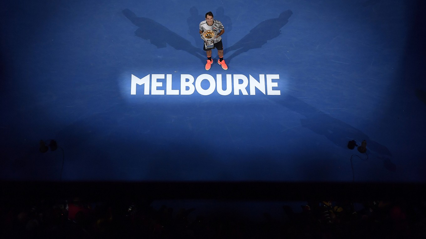 Roger Federer po víťaznom finále. 