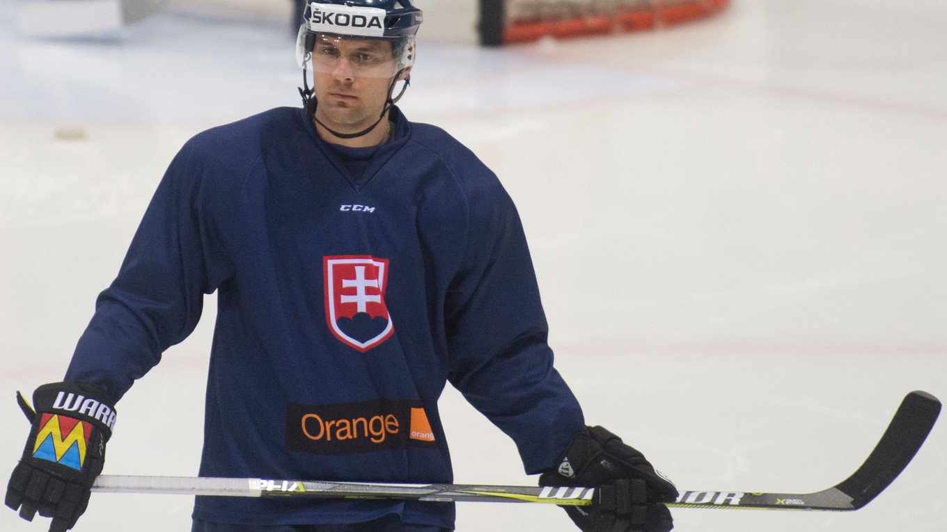 Na snímke slovenský hokejový reprezentant Ivan Švarný počas tréningu v rámci štartu záverečnej prípravy pred MS, prvého sústredenia reprezentačného A-tímu a olympijského výberu 27. marca 2017 v Bratislave. 