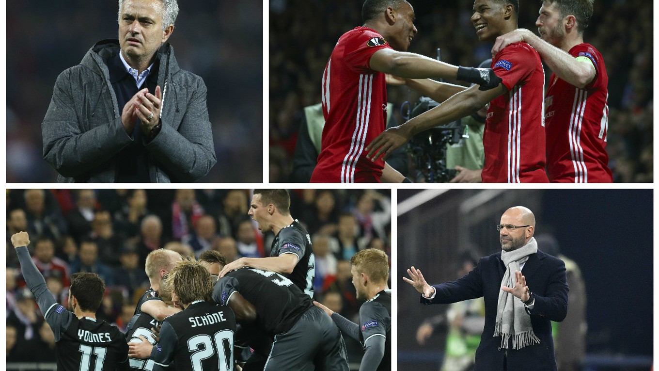 Bude triumfovať Mourinho a jeho Manchester? (hore) Alebo prekvapí Ajax s atraktívnou hrou?