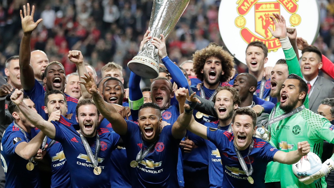 Hráči Manchestru United vyhrali Európsku ligu v sezóne 2016/2017.