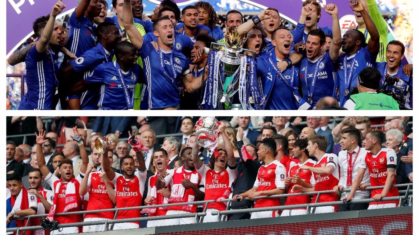V Community Shield sa stretnú majster Premier League Chelsea (hore) a víťaz FA Cupu Arsenal.