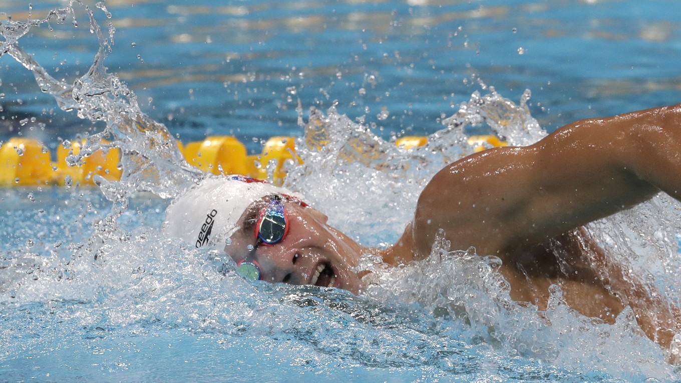 Na snímke z nedávnych MS v plávaní v Budapešti Richard Nagy súťaží na 400 metrov voľný spôsob.