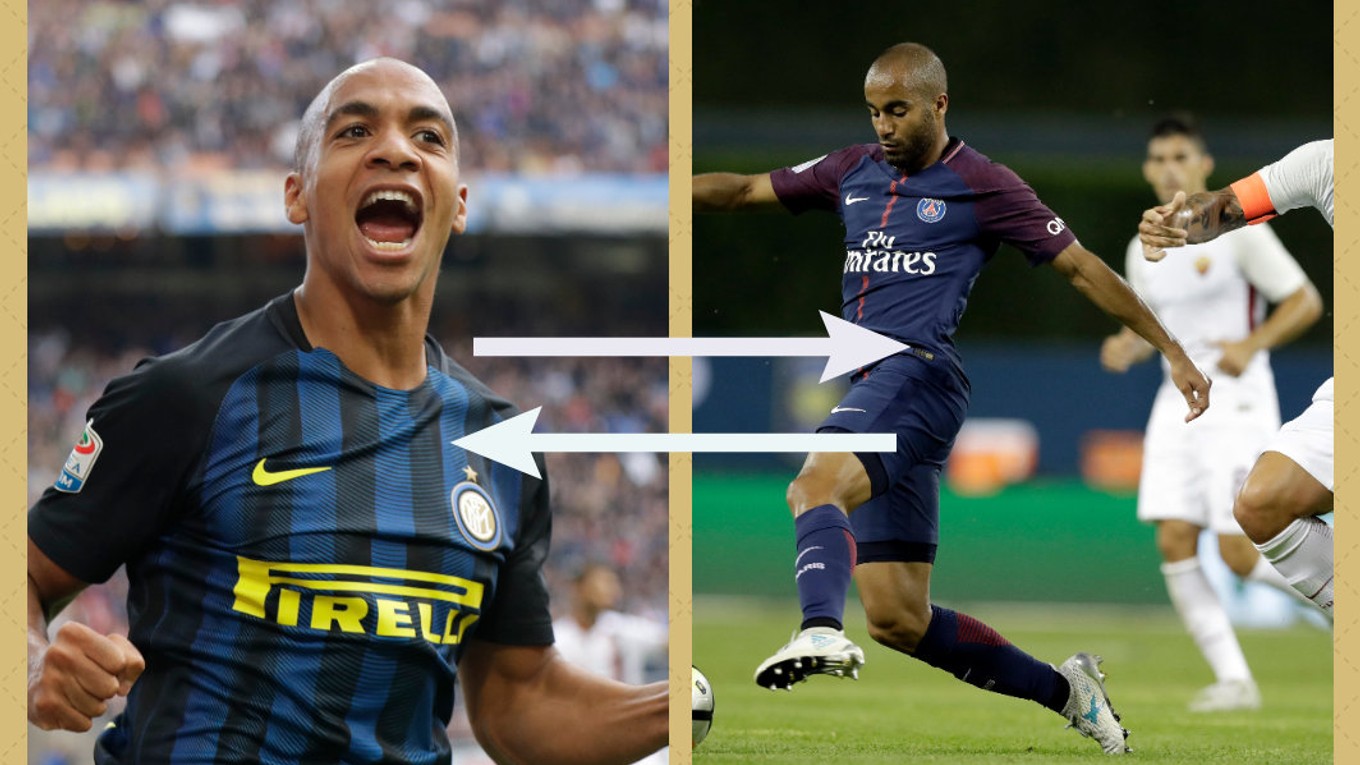 Zaujímavá výmena na linke Miláno - Paríž. Joao Mario (vľavo) by z Interu Miláno mohol namieriť do PSG, na druhú stranu by šiel Lucas Moura.