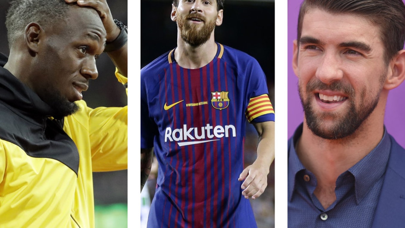 Zľava Usain Bolt, Lionel Messi a Michael Phelps.