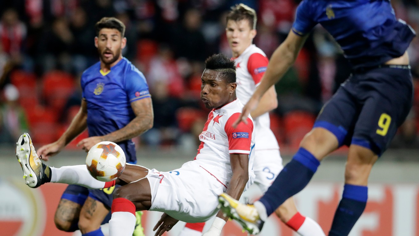 Český majster Slavia Praha nastúpi v súboji A-skupiny na pôde FK Astana, ilustračná snímka.