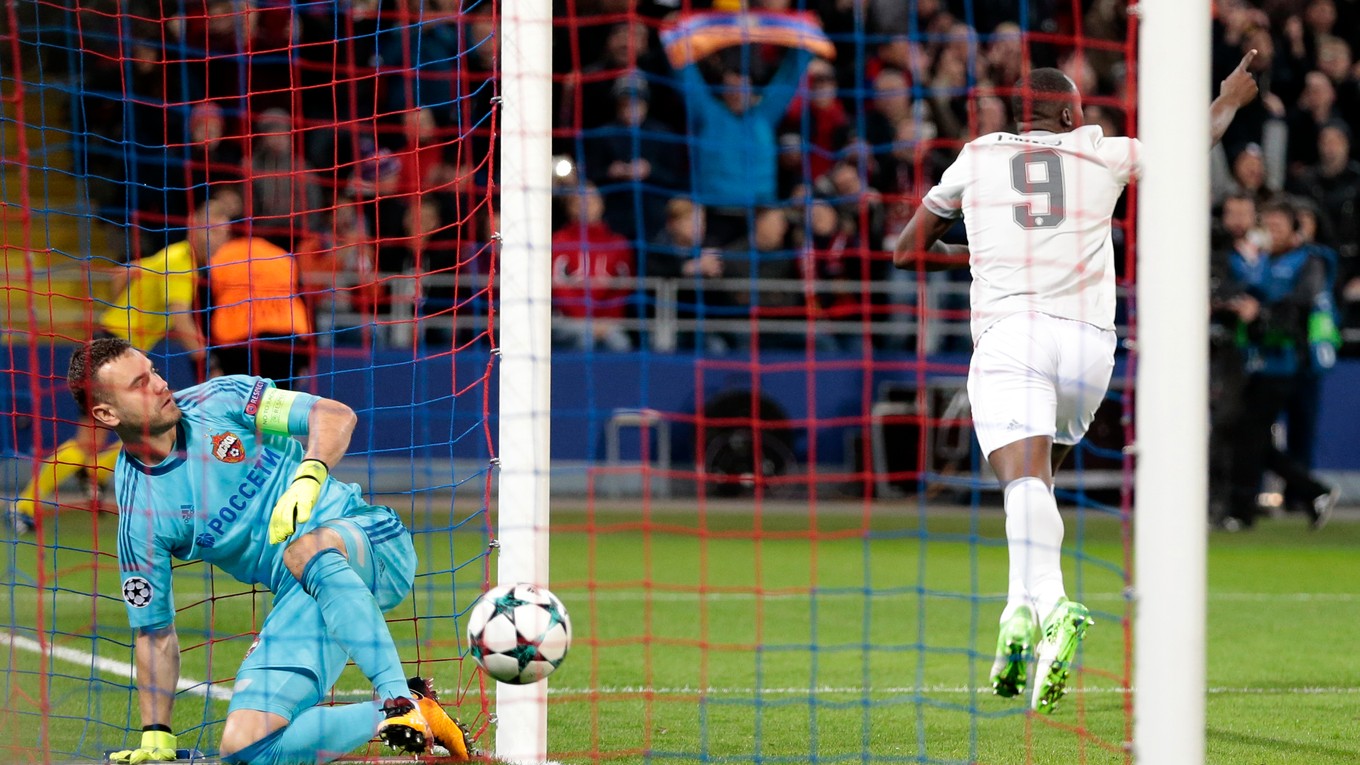 Romelu Lukaku sa teší po góle do siete CSKA.