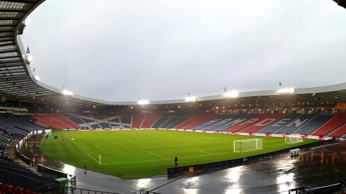 Na snímke futbalový štadión Hampden park, na ktorom odohrajú slovenskí futbalisti štvrtkový zápas F-skupiny kvalifikácie na MS 2018 Škótsko - Slovensko.