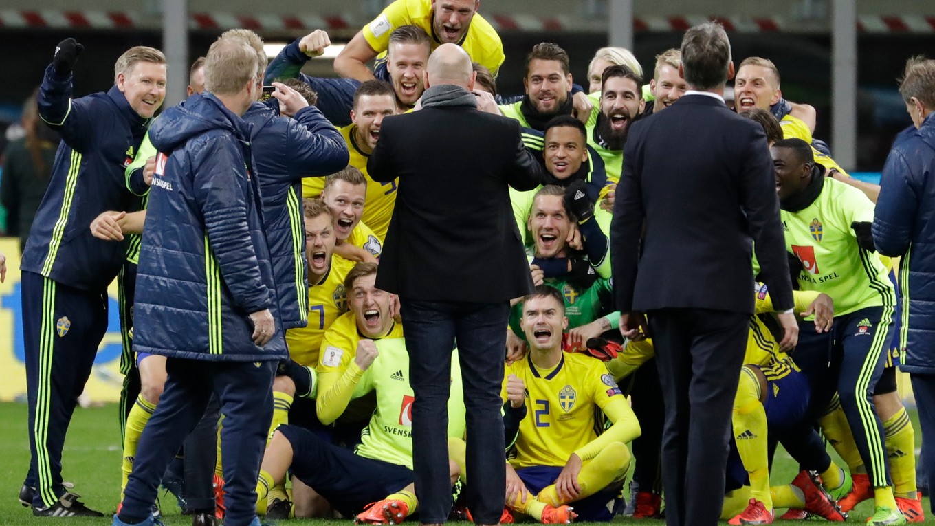 Veľká radosť švédskych hráčov.