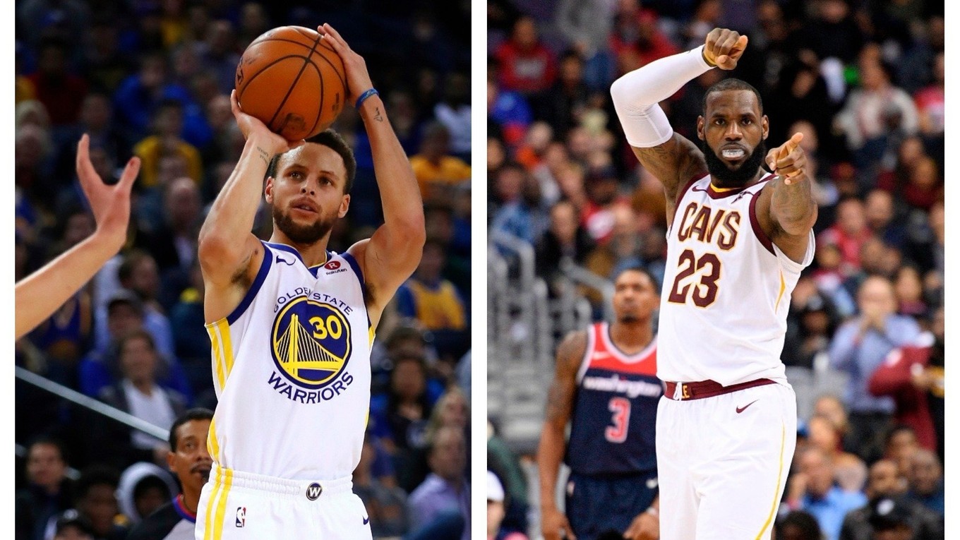 Kapitáni All Star tímov - Stephen Curry (vľavo) a LeBron James.