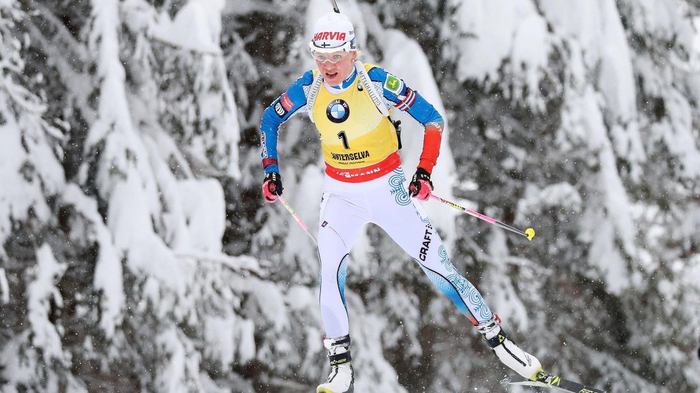 Kaisa Mäkäräinenová počas pretekov Svetového pohára.