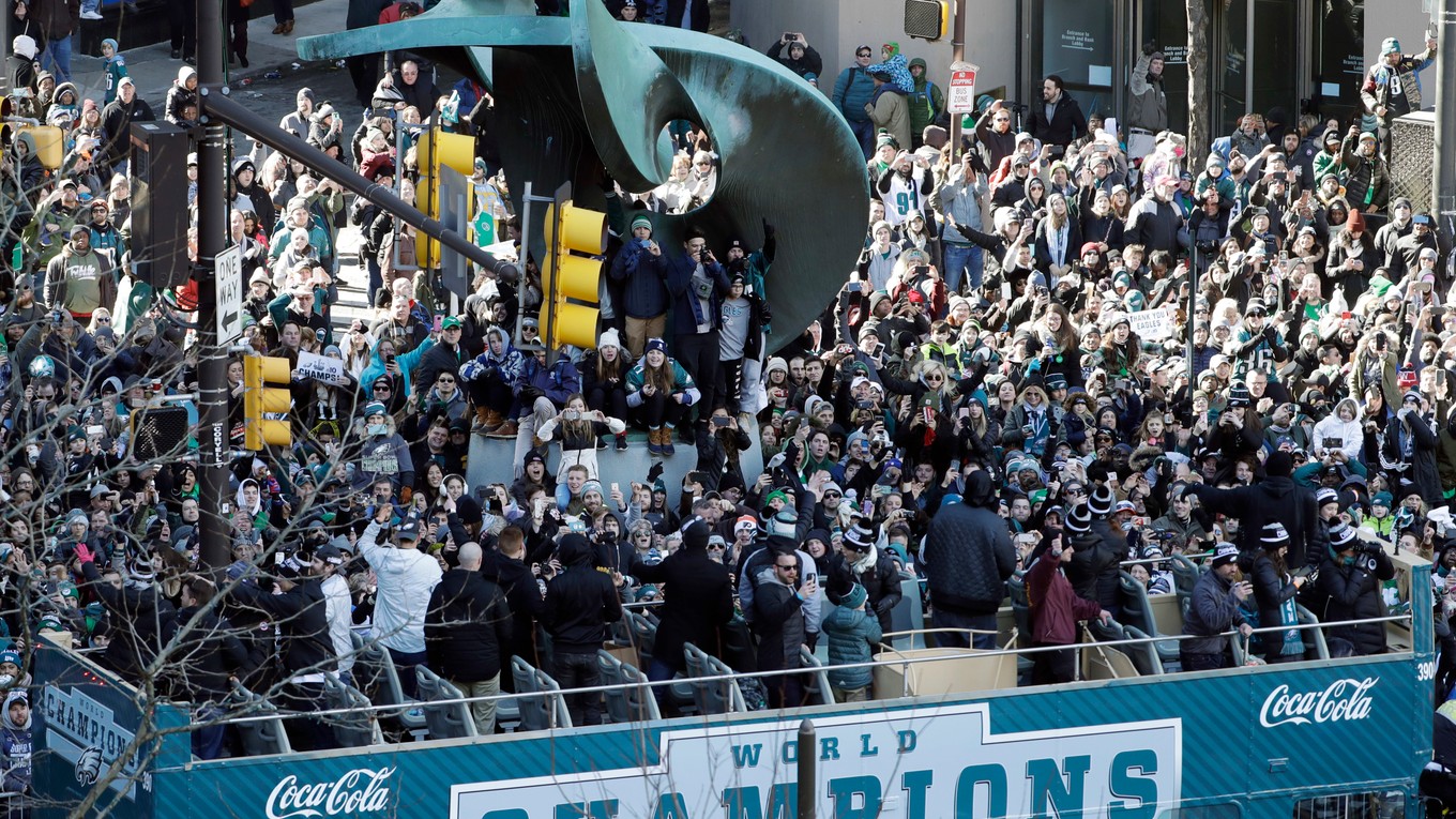 Oslavy hráčov Philadelphie Eagles.