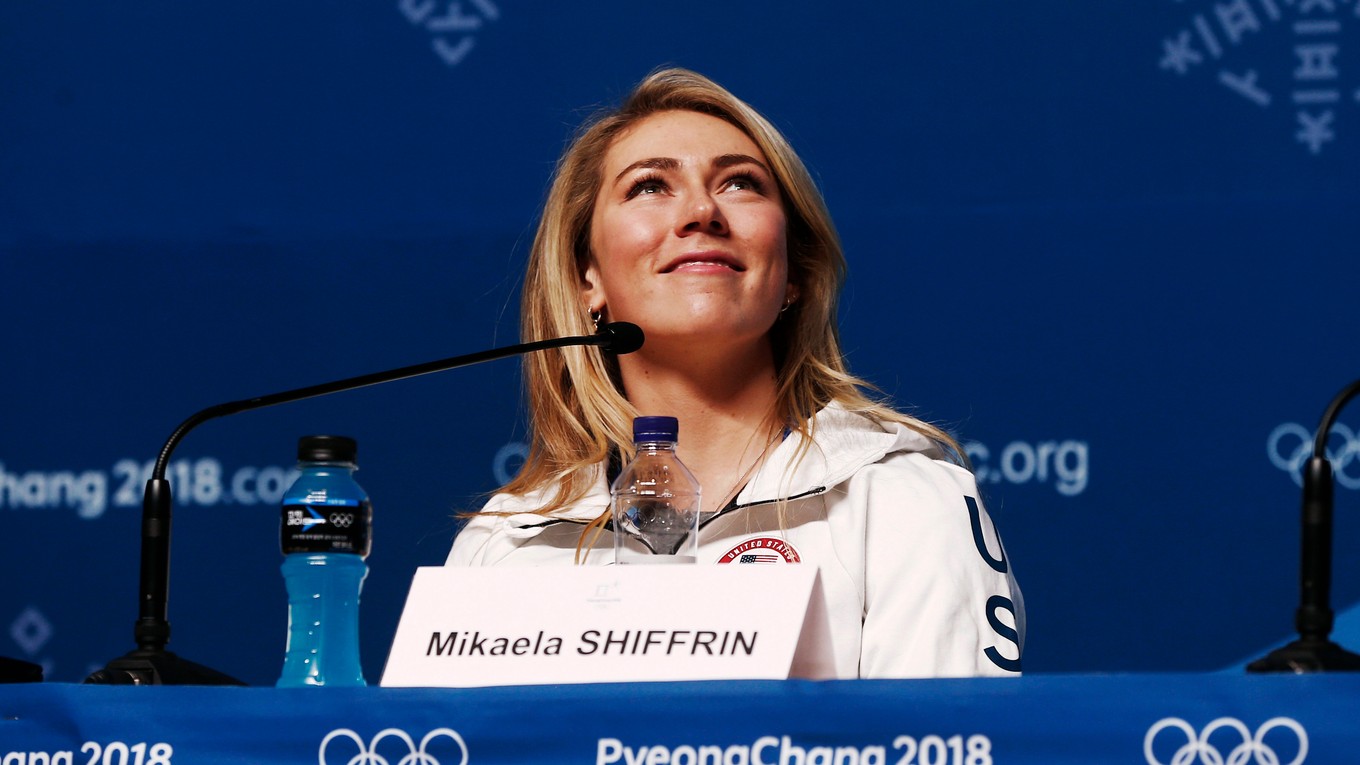 Mikaela Shiffrinová na tlačovej konferencii v Pjongčangu.