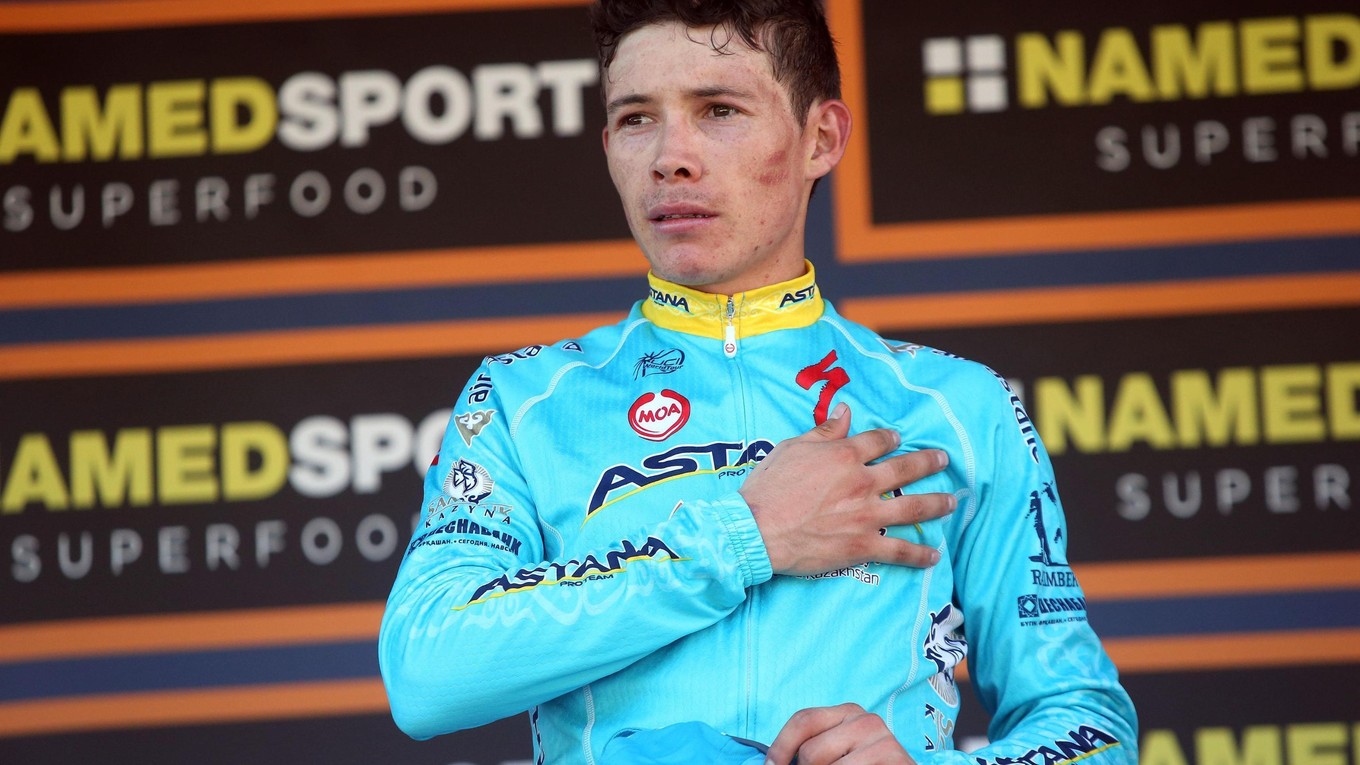 Kolumbijský cyklista Miguel Ángel López z tímu Astana vyhral piatu etapu na Okolo Ománu 2018.