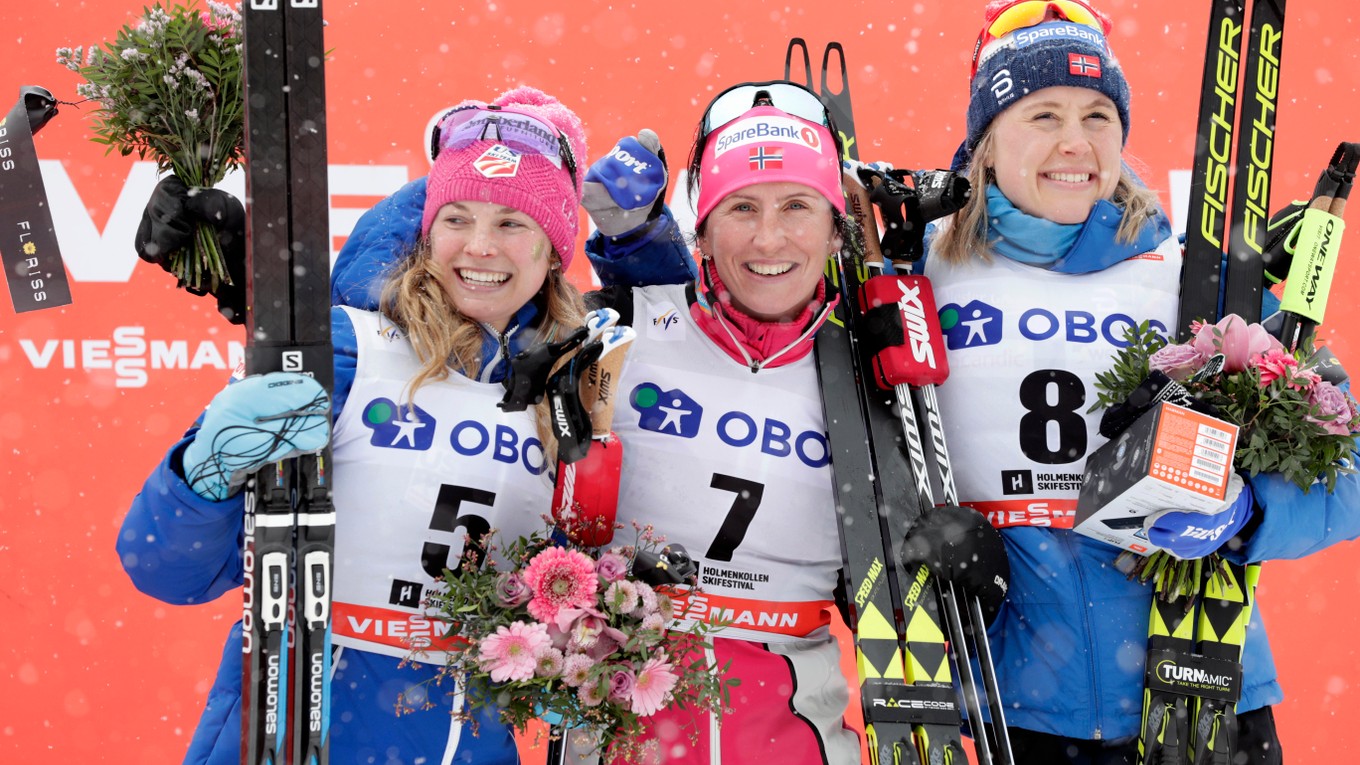 Zľava Jessica Digginsová, Marit Björgenová a Ragnhild Hagová.