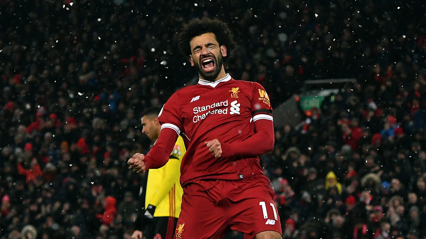 Mohamed Salah sa raduje po jednom zo svojich gólov.