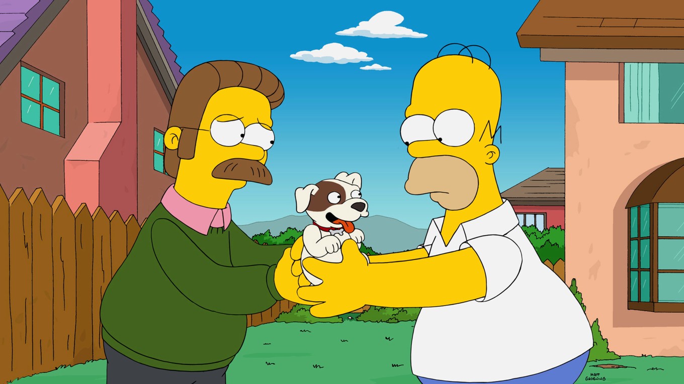 Hviezdami dielu bol Homer Simpson (vpravo) a jeho sused Ned Flanders.
