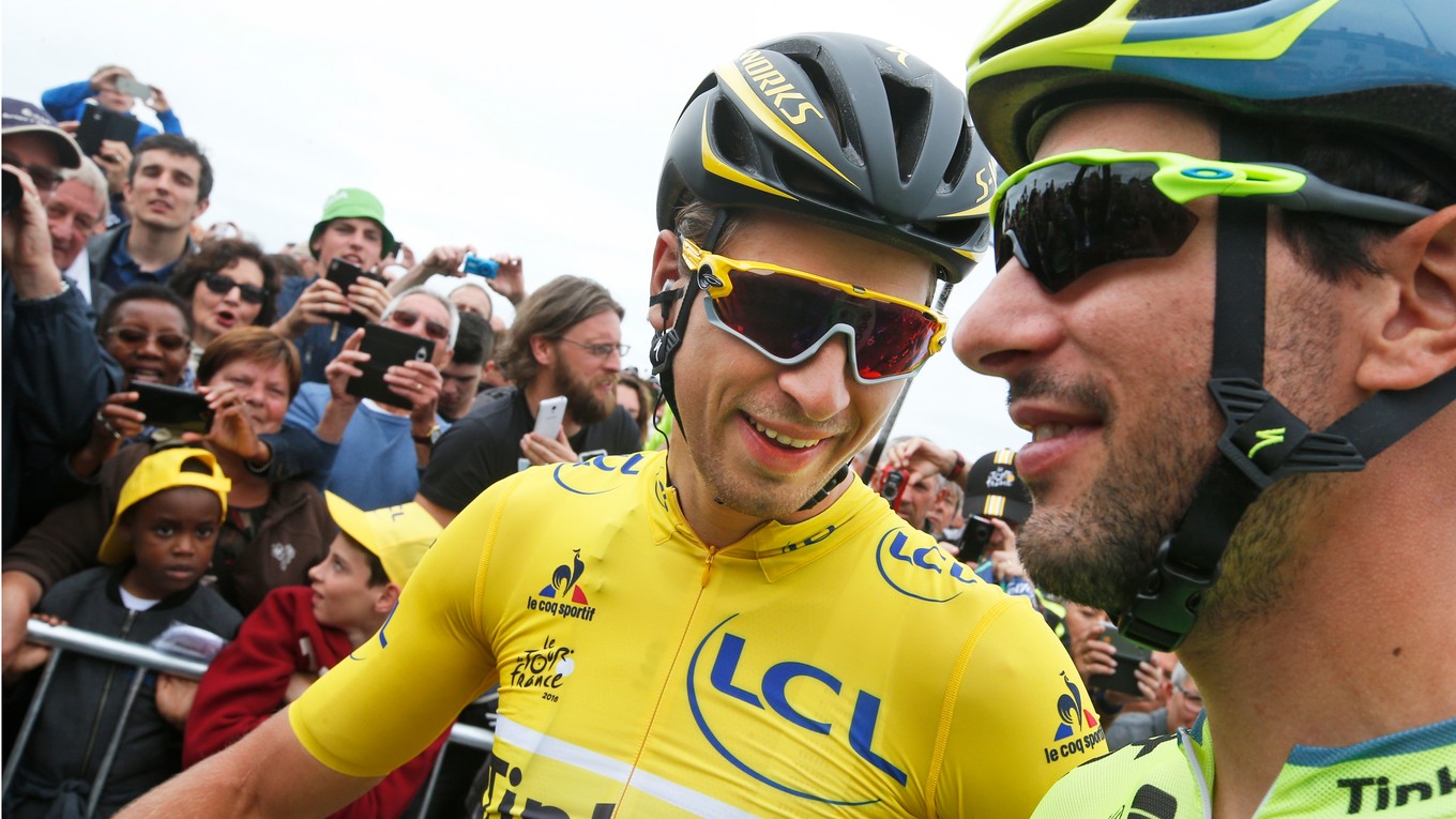 Peter Sagan (vľavo) a Oscar Gatto (vpravo) ešte vo farbách tímu Tinkoff.