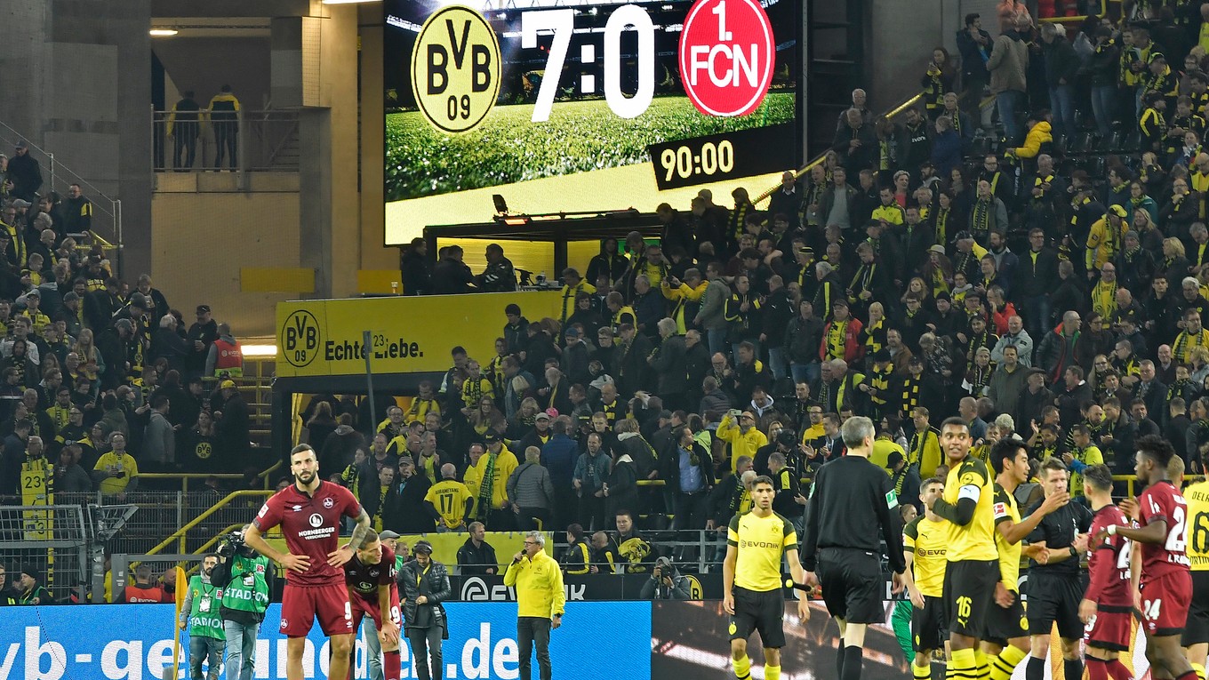 Momentka zo zápasu Dortmund - Norimberg.