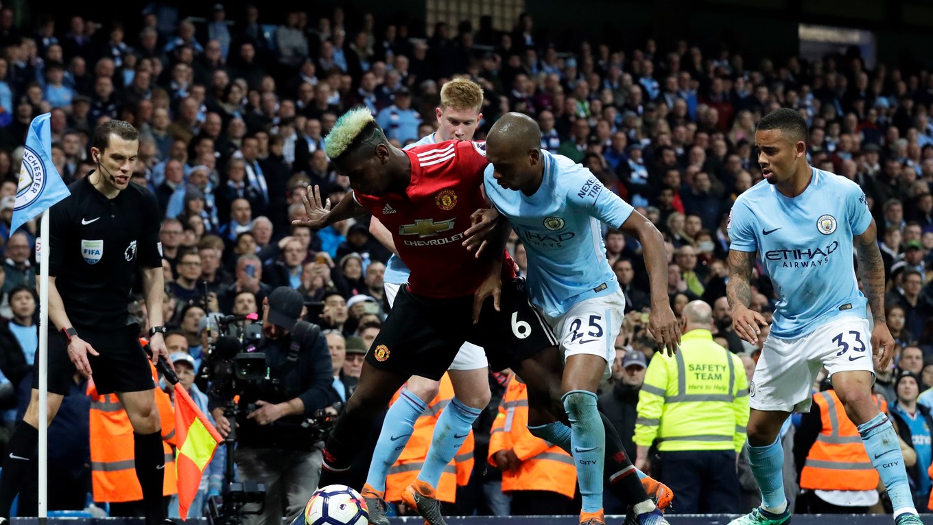 Manchesterské derby. Ilustračná fotografia.