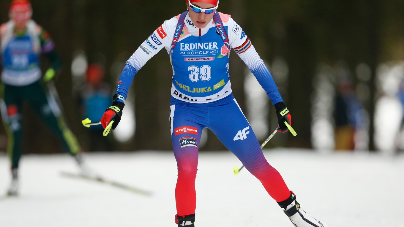 Slovenská reprezentantka Paulína Fialková na trati v súťaži na 15 km žien v 1. kole Svetového pohára biatlonistiek v slovinskej Pokljuke 6. decembra 2018.