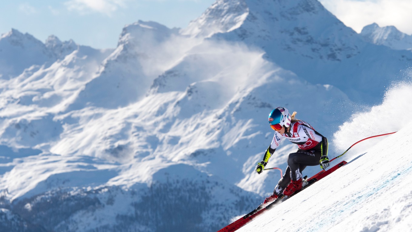 Mikaela Shiffrinová počas super-G v St. Moritzi.