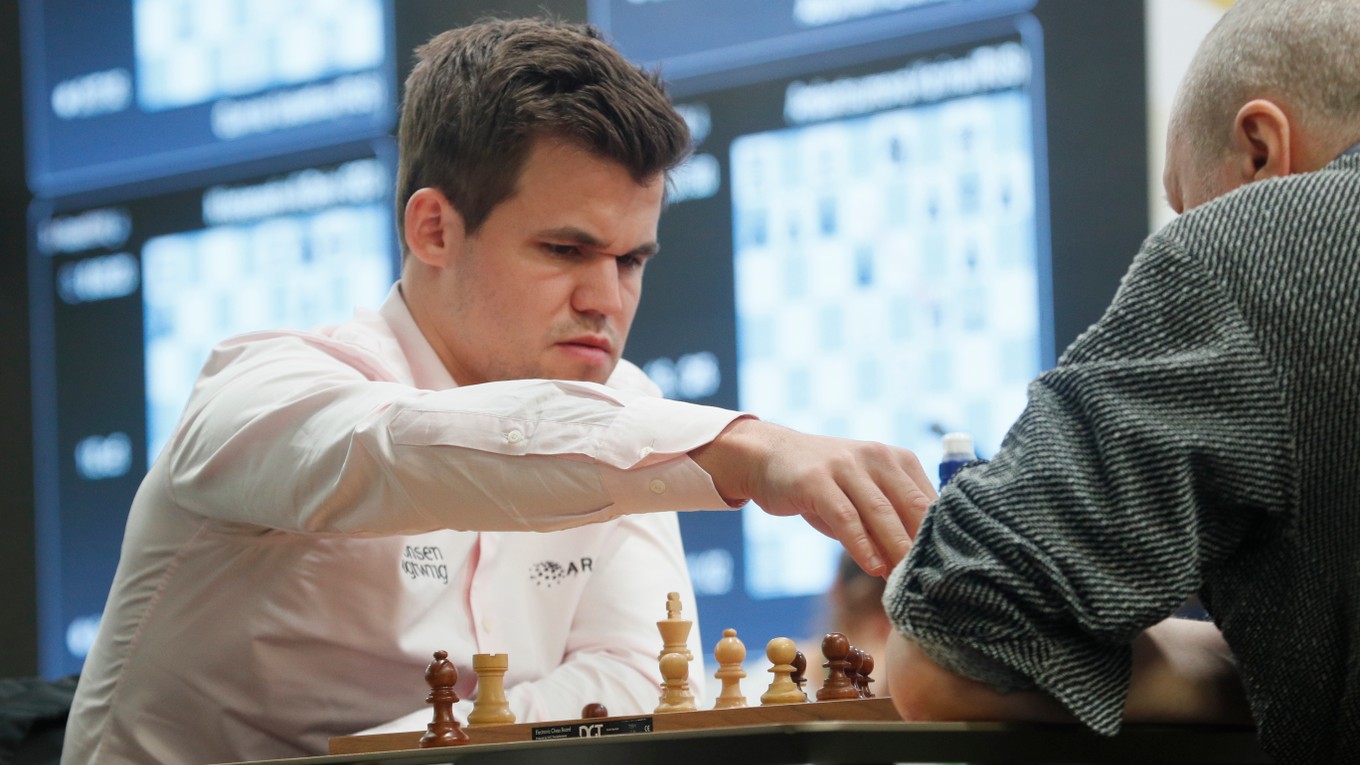 Magnus Carlsen na majstrovstvách sveta v bleskovom šachu v Petrohrade.