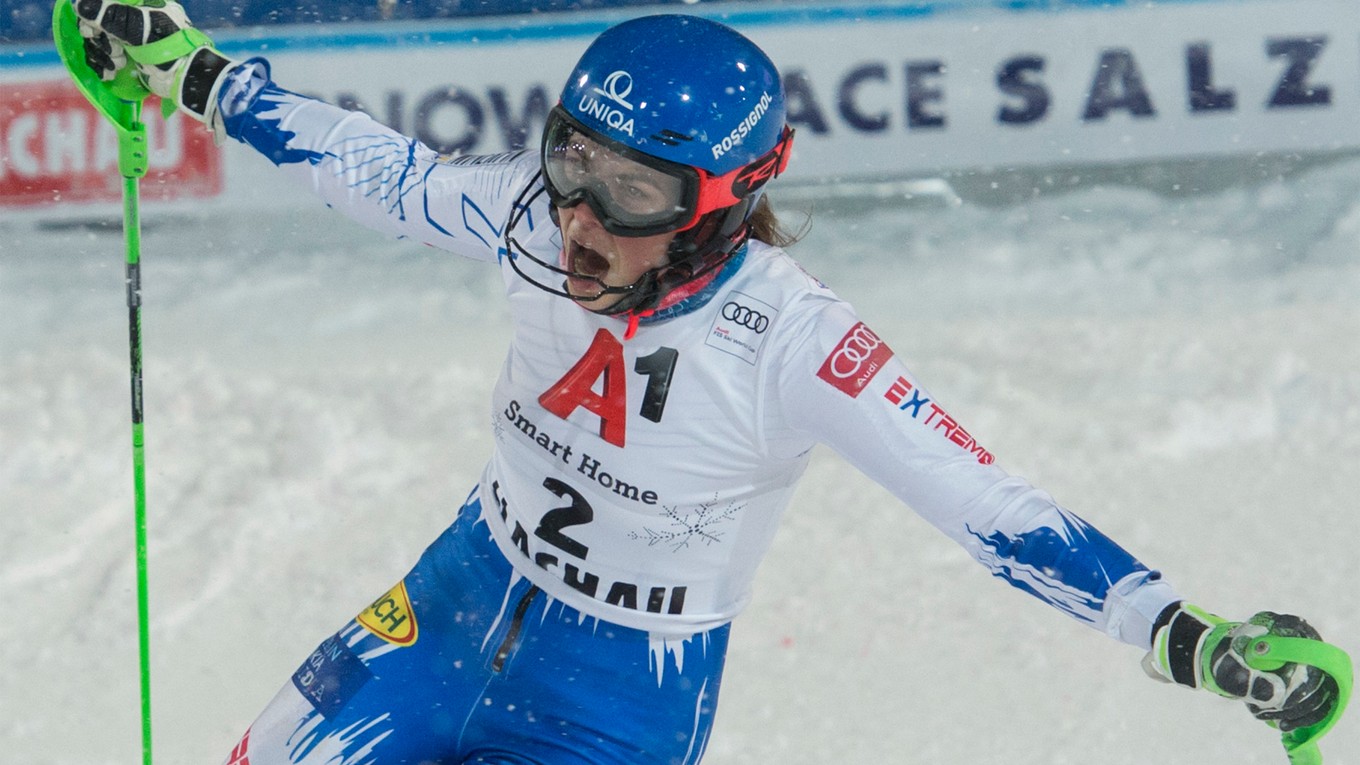 Petra Vlhová po dojazde do cieľa slalomu vo Flachau.