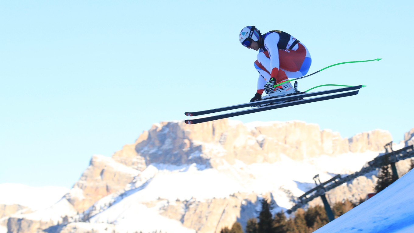 Švajčiarsky lyžiar Marc Gisin na pretekoch Svetového pohára v talianskej Val Gardene.