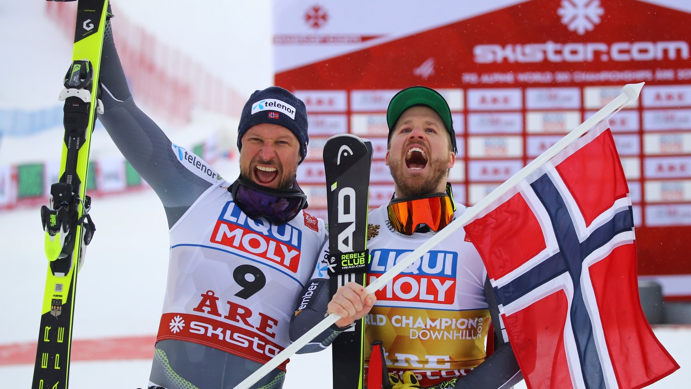 Aksel Lund Svindal (vľavo) a Kjetil Jansrud.