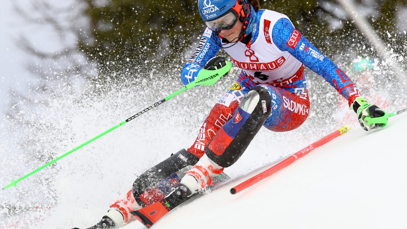 Petra Vlhová počas slalomu na MS v alpskom lyžovaní 2019.