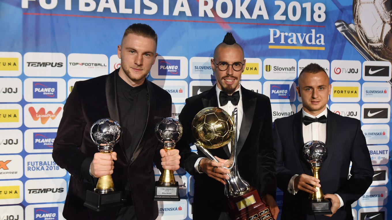 Zľava Milan Škriniar, Marek Hamšík a Stanislav Lobotka.
