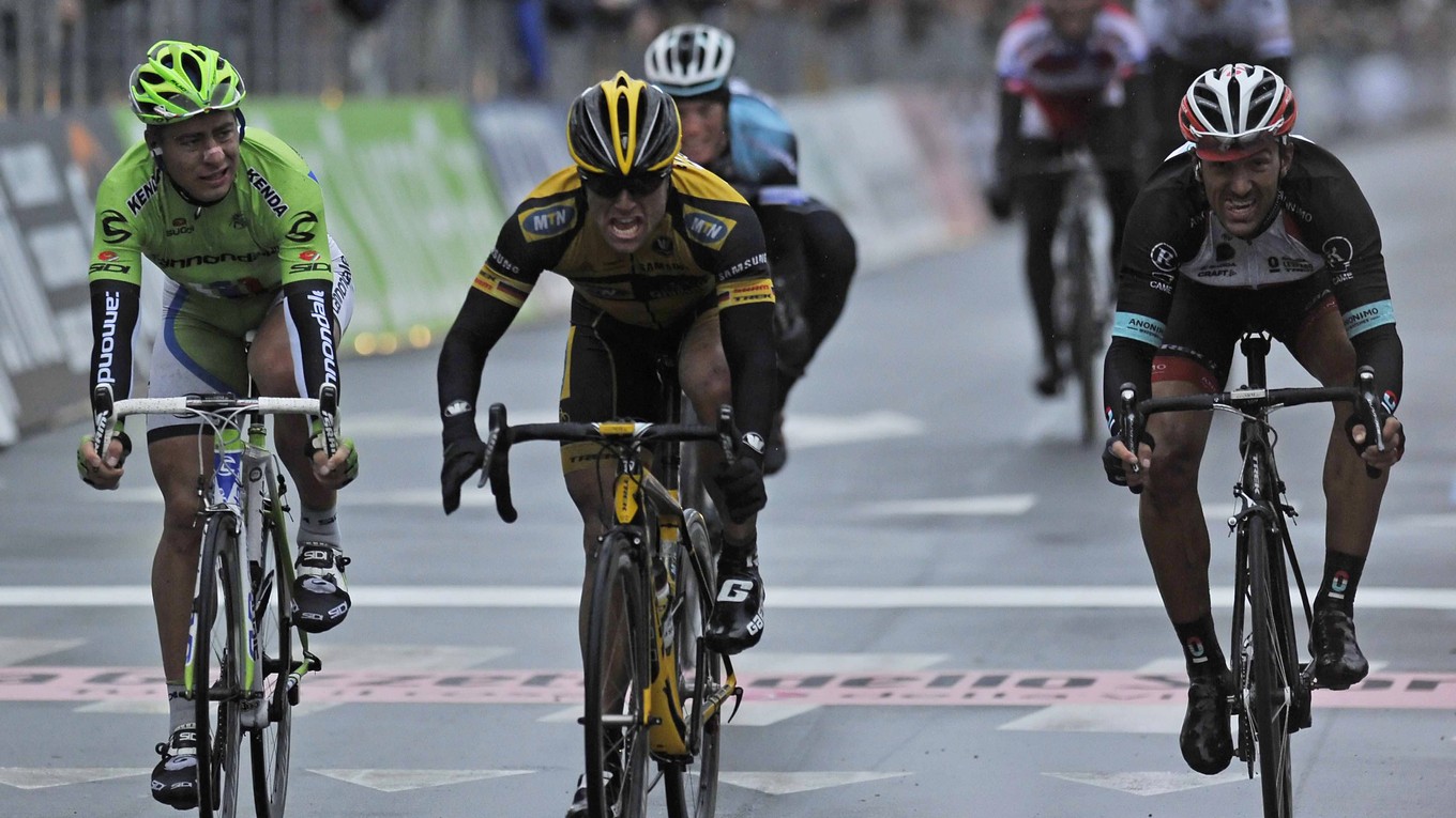 Peter Sagan po prehratom súboji s Geraldom Ciolekom na Miláno - San Remo 2013.