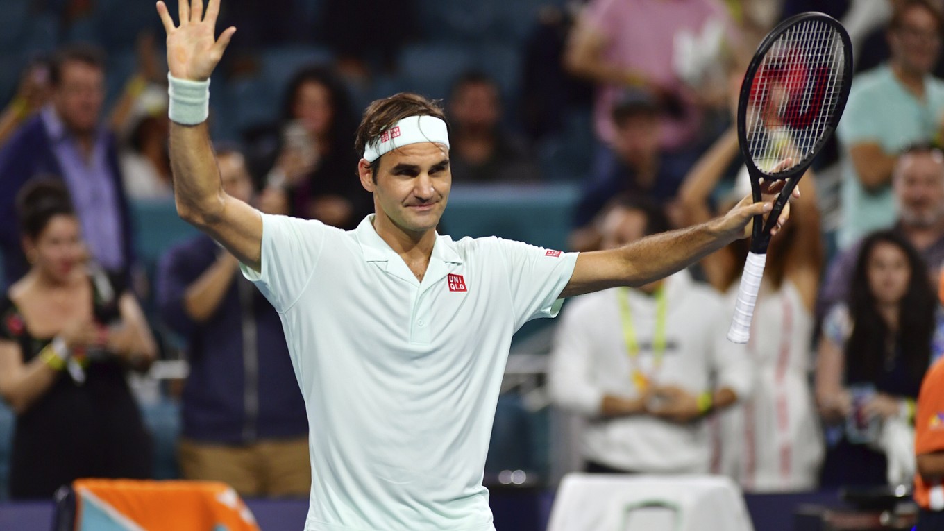 Roger Federer po postupe do semifinále v Miami 2019.