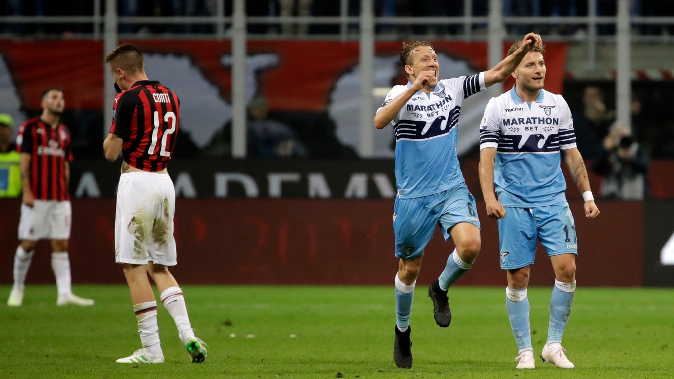 Momentka zo zápasu AC Miláno - Lazio Rím.
