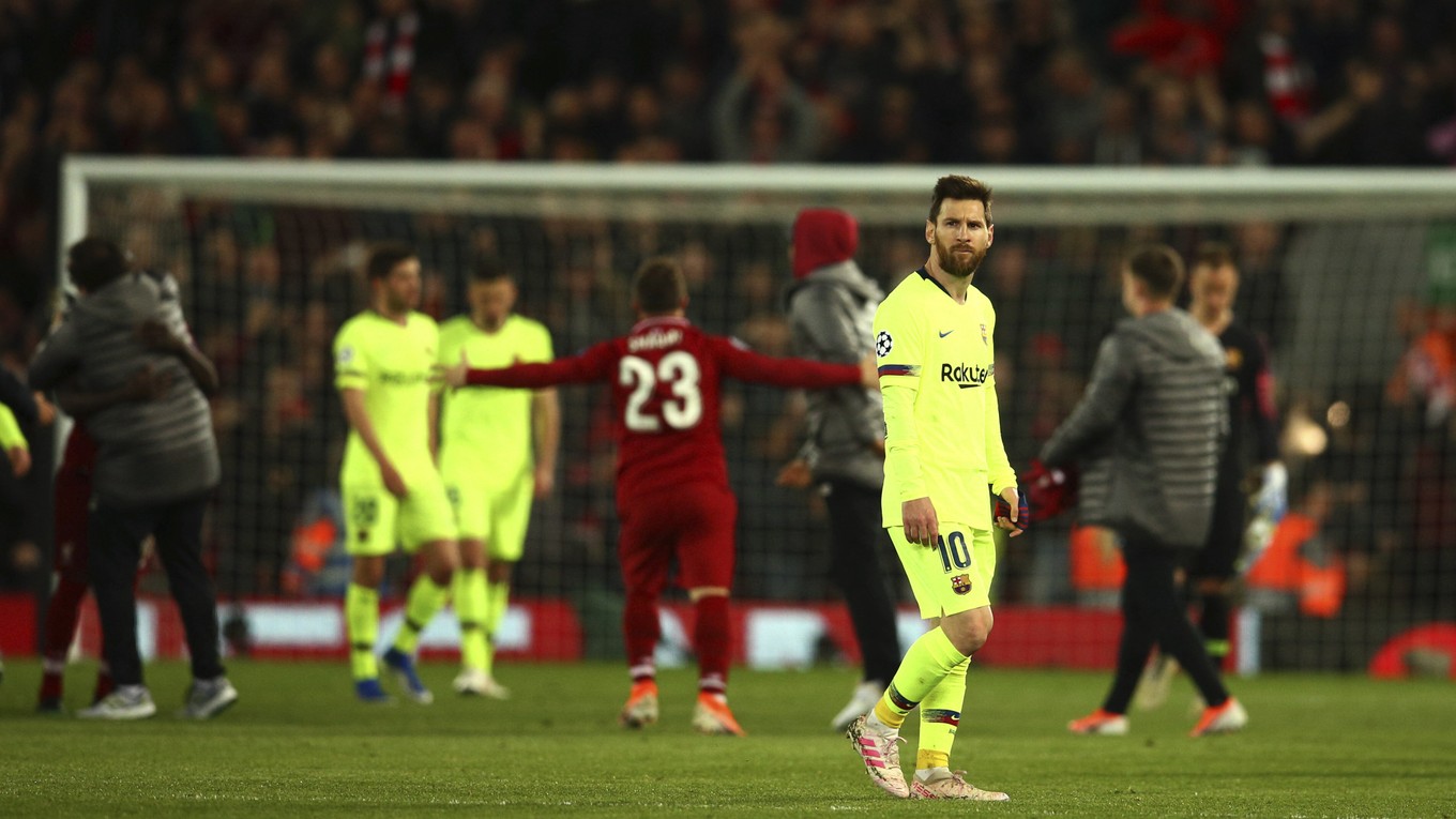 Lionel Messi po zápase FC Liverpool - FC Barcelona v semifinále Ligy majstrov.