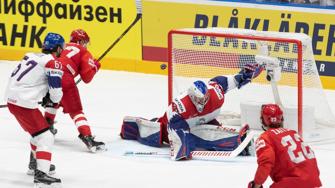 Momentka zo zápasu Rusko - Česko na MS v hokeji 2019.