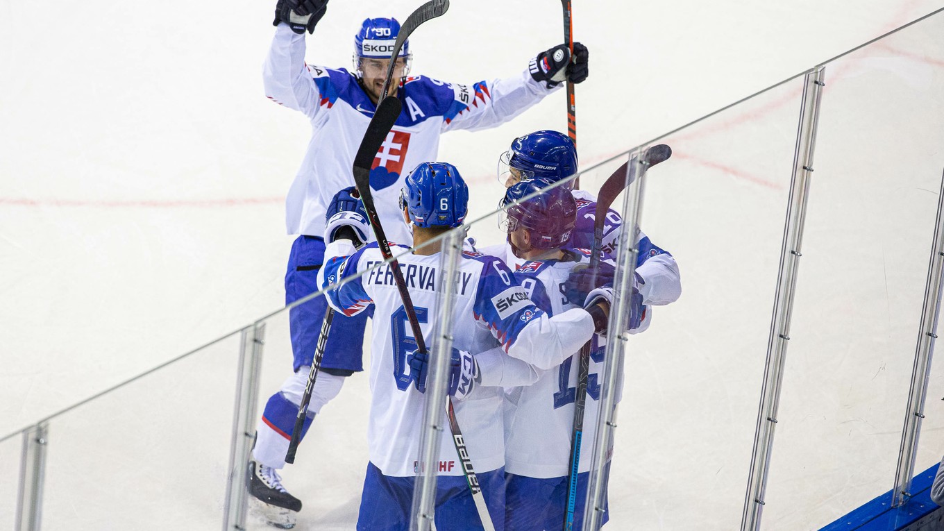 Momentka zo zápasu Slovensko - Francúzsko na MS v hokeji 2019. 