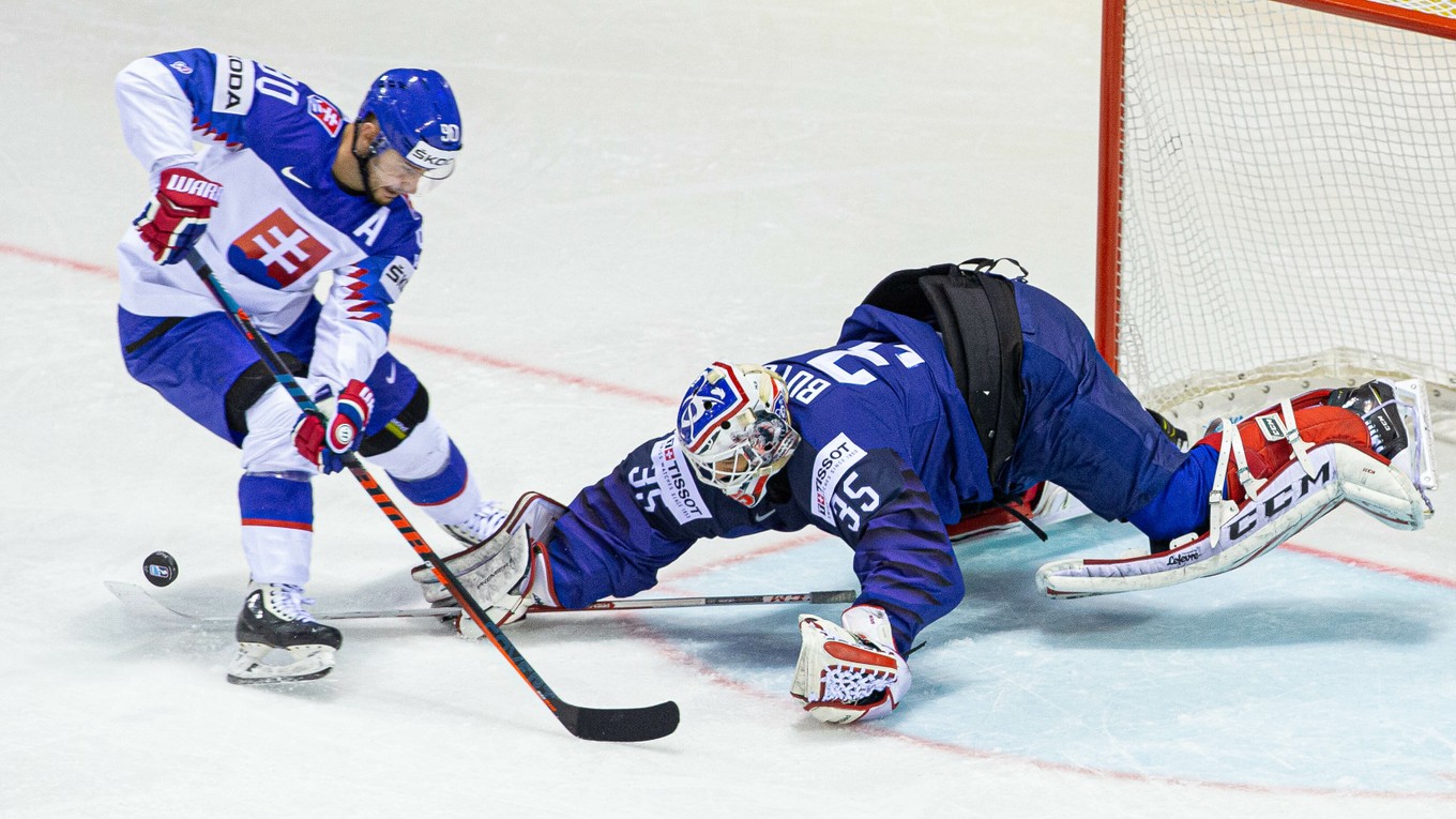 Tomáš Tatar v zápase Slovensko - Francúzsko na MS v hokeji 2019.