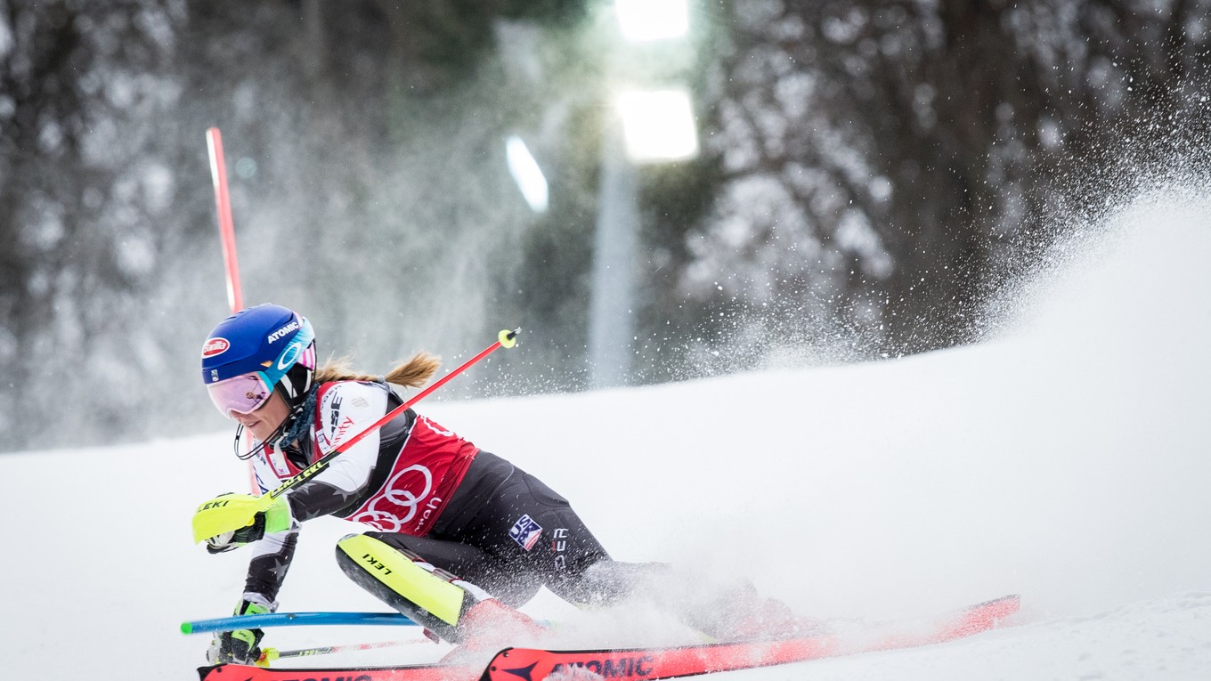 Mikaela Shiffrinová počas prvého kola pretekov svetového pohára v slalome žien v chorvátskom Záhrebe.