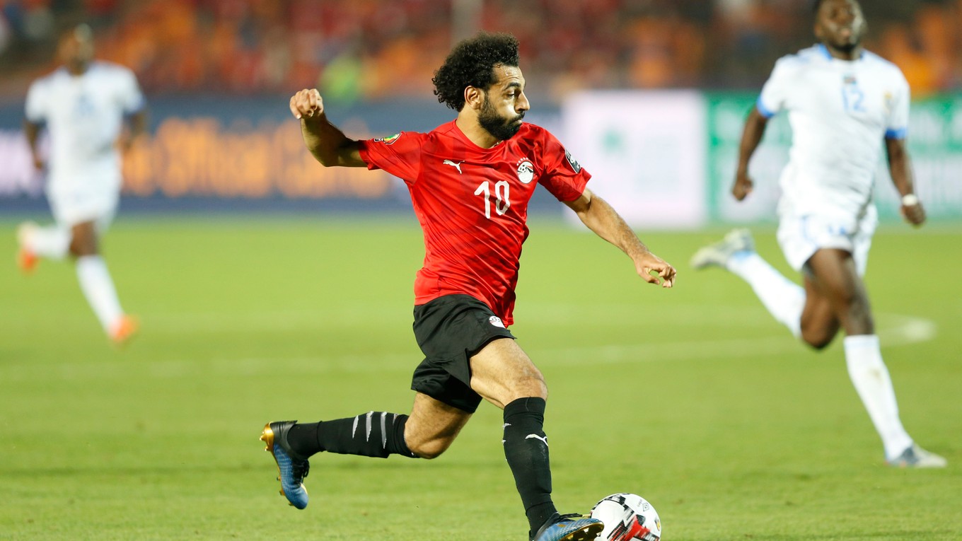 Mohamed Salah v zápase Egypt - DR Kongo počas Afrického pohára národov 2019.