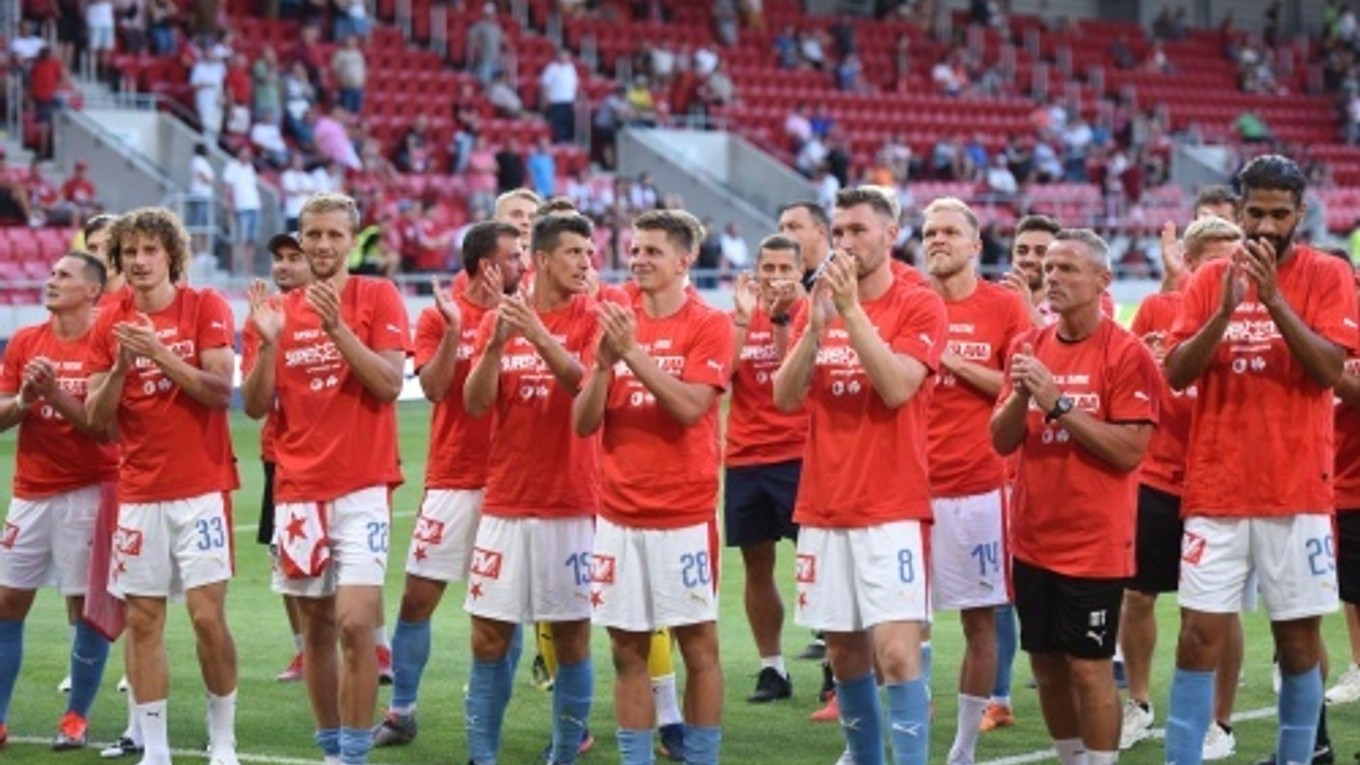 Futbalisti Slavie Praha.